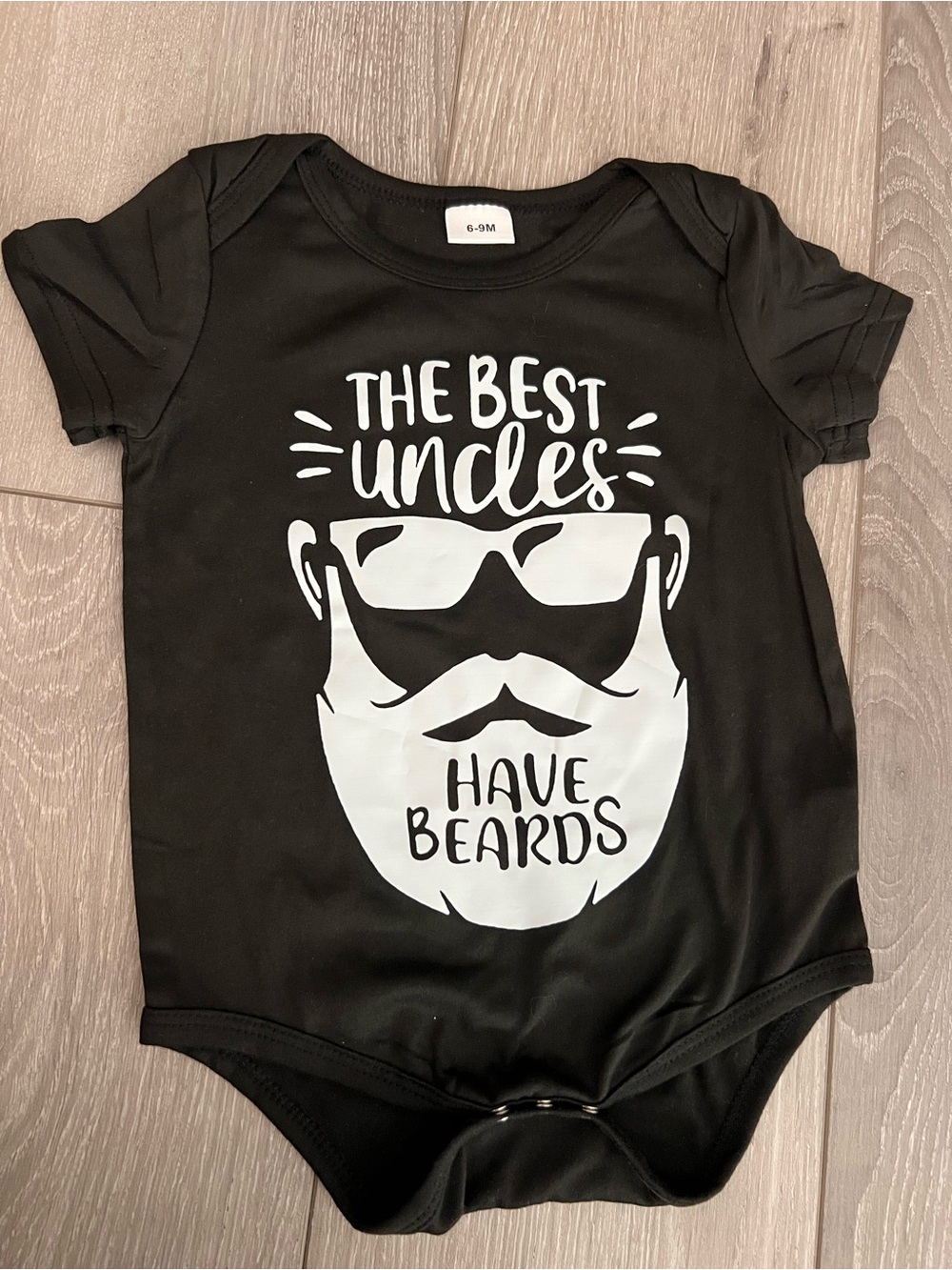 Baby One-Piece Bodysuit - Black with White 'The Best Uncles Have Beards' Graphic